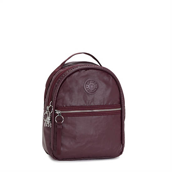 Kipling Kae Metallic Ryggsäck Vinröda | SE 1625AH